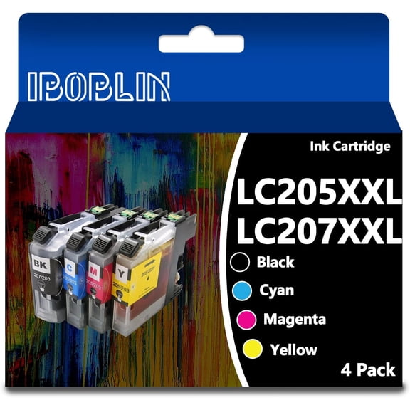 LC205 LC207 XXL Ink Cartridges Super HighYield LC207BK LC205C LC205M LC205Y LC205CL Replacement for Brother LC205 LC207 Ink Cartridges for MFC-J4320DW MFC-J4420DW MFC-J4620DW Printers(4pack,BCMY)