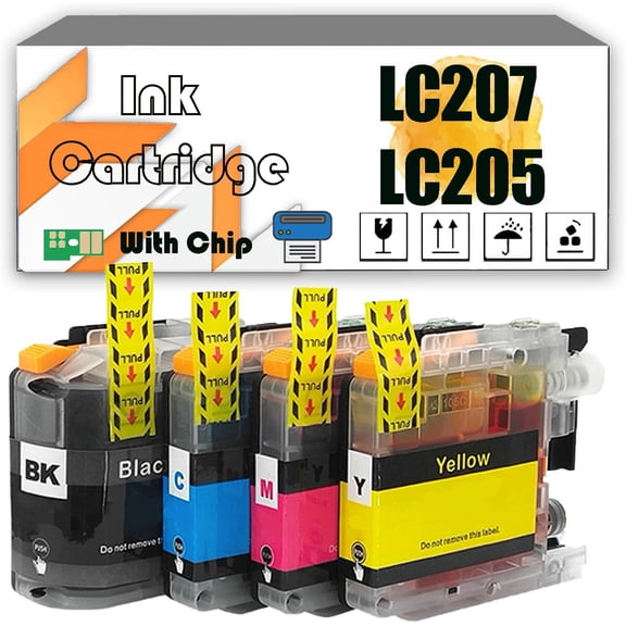LC207 LC205 28 ML Ink Cartridges Compatible for Brother MFC-J4620DW MFC-J4320DW MFC-J4420DW MFC-J5520DW MFC-J5620DW MFC-J5720DW Printers 1 Set