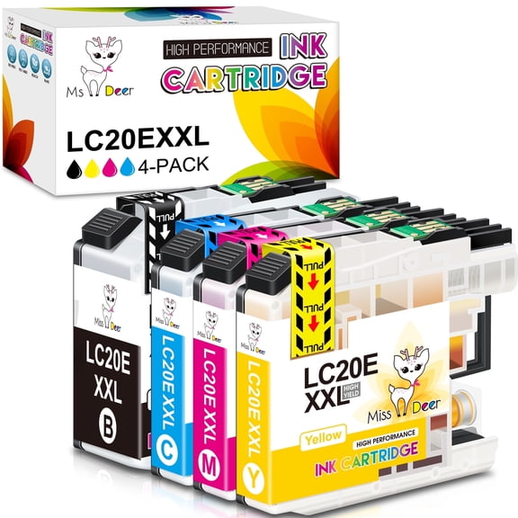 Miss Deer LC20E XXL High Yield Ink Cartridges Compatible for Brother LC20E Ink Cartridges for MFC-J985DW MFC-J775DW Printer