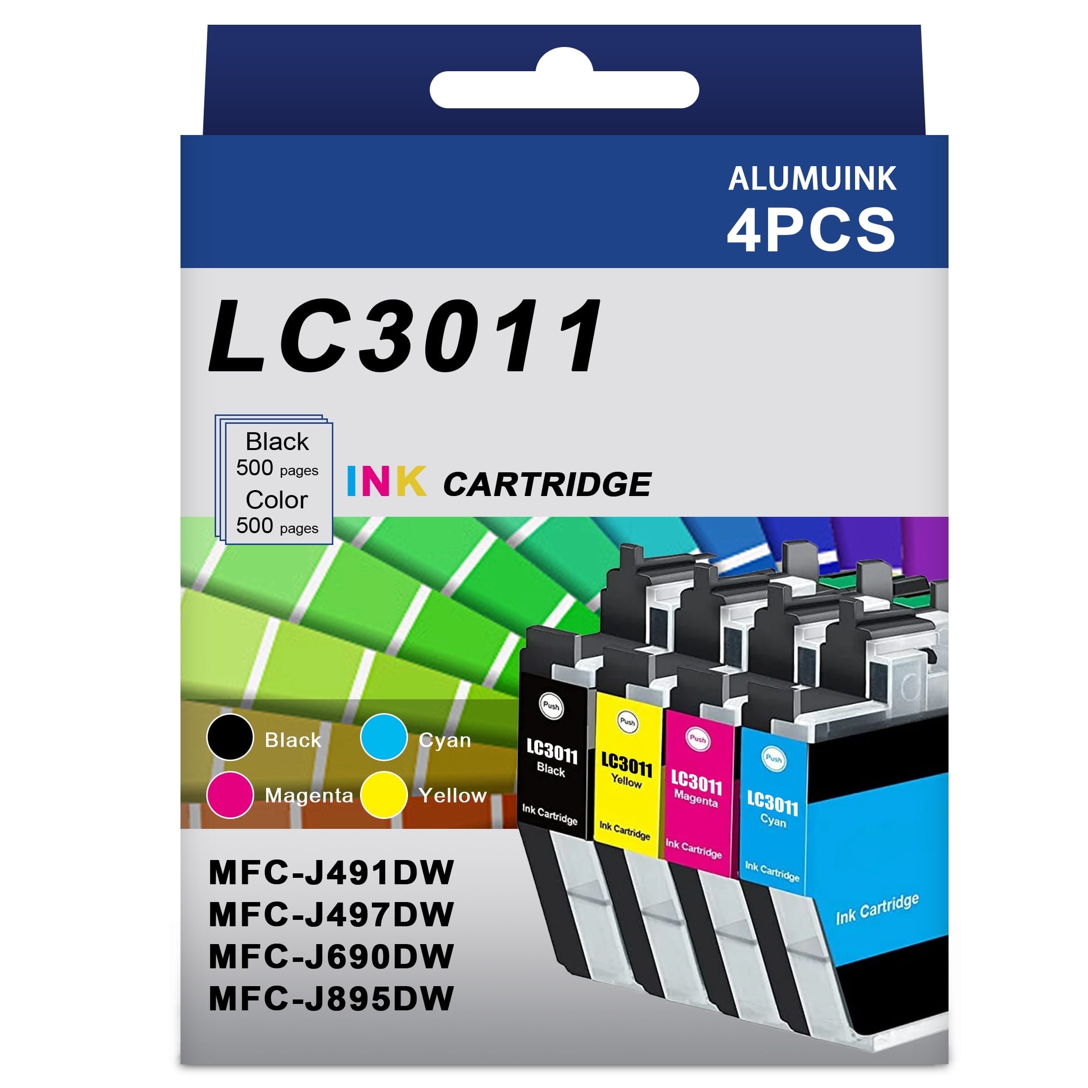 Brother LC3011 Ink Cartridge 4-Pack Replacement for MFC-J491DW