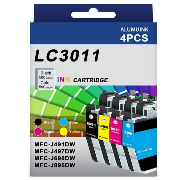 LC3011/3013 Ink Cartridge Compatible for Brother LC3011 Ink Cartridge J491DW J895D Printers 4-Pack
