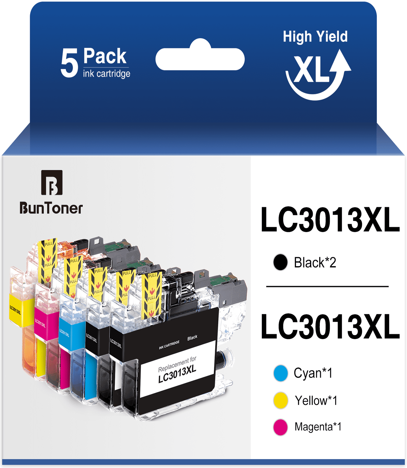 BunToner LC3013 Cartridges for Brother Printers MFCJ491DW/J497DW