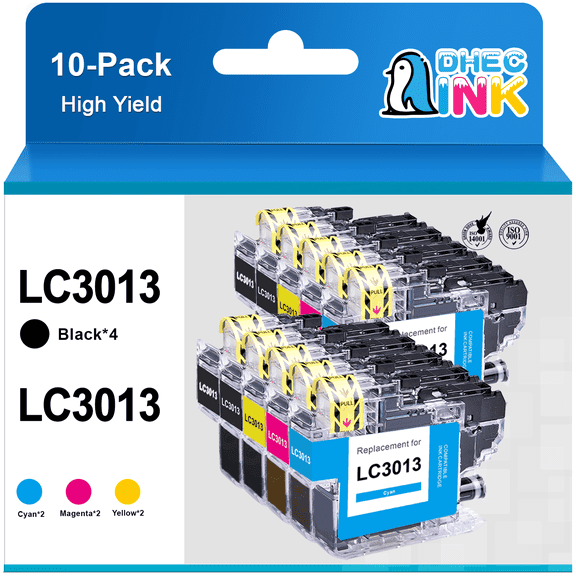 LC3013 Ink Replacement for Brother Ink Cartridges LC3011 LC3013 for MFC J497DW Printer (4 Black, 2 Cyan, 2 Magenta, 2 Yellow)