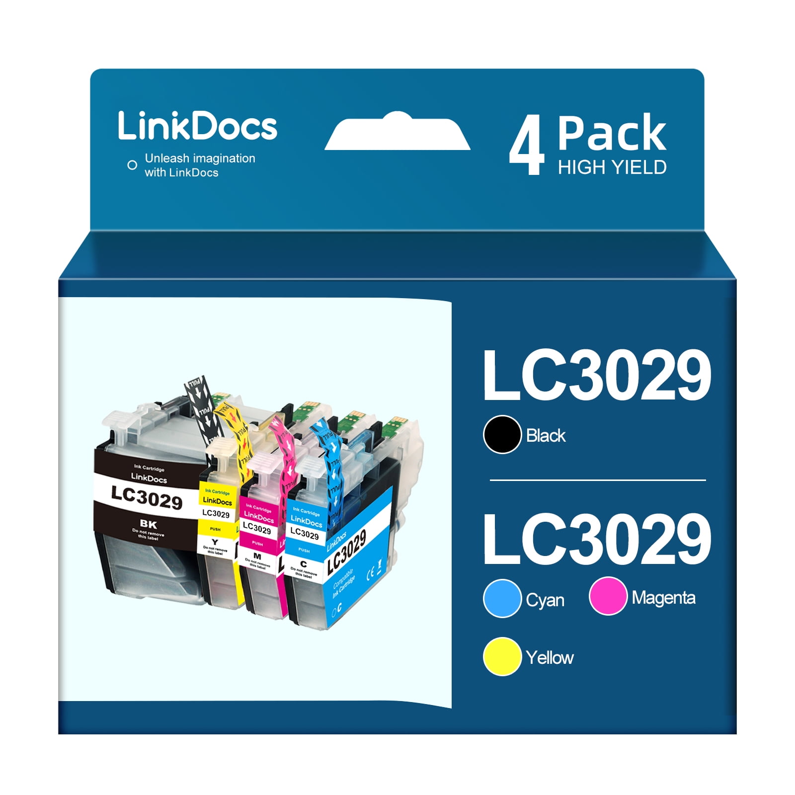 LinkDocs Super High Yield Ink Cartridge (4 Pack, BCMY) For Brother