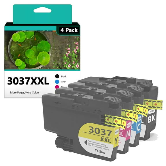 LC3037XXL Ink Cartridges Replacement for Brother LC 3037 XXL Use with MFC-J5845DW/DWXL MFC-J5945DW MFC-J6945DW Combo Pack(B C M Y)