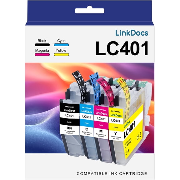 LC401 Ink Cartridge compatible  for Brother LC401  Ink Cartridge for Brother Printer for MFC-J1010DW MFC-J1012DW MFC-J1170DW Printer(Black Cyan Magenta Yellow)4PACK
