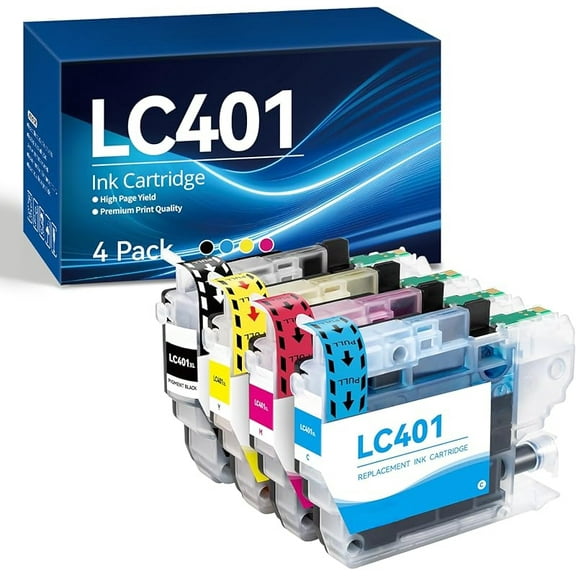LC401 Ink Cartridge Replacement for Brother LC401 LC401XL Compatible for Brother MFC-J1010DW MFC-J1170DW MFC-J1012DW DCP-J1800DW DCP-J1140DW J1050DW (Black Cyan Magenta Yellow, 4PK)
