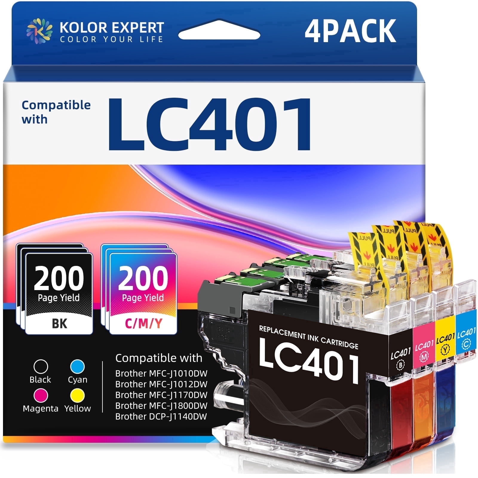 Kolor Expert LC401 XL 4pk for Brother MFC-J1010DW + more - Walmart.com