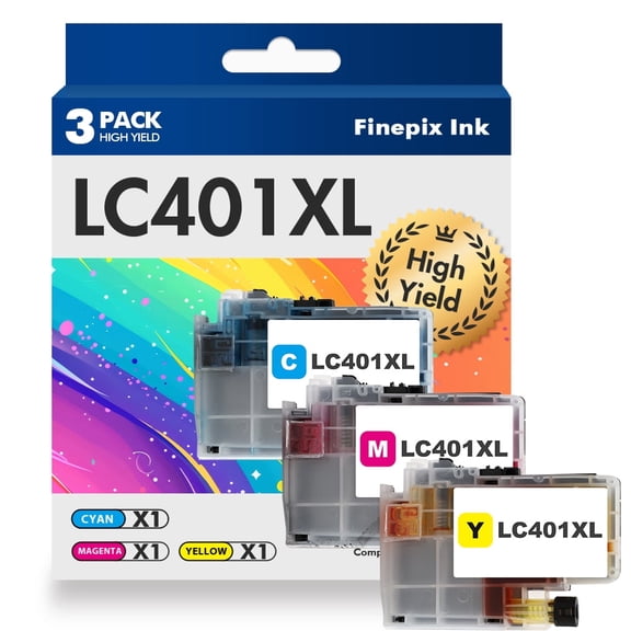 LC401 LC401XL MFC-J1010DW Ink Cartridges for Brother LC 401 LC 401XL Printer Ink High Yields MFC-J1010DW MFC-J1170DW MFC-J1012DW MFC-J1800DW MFC J1010DW (3 Pack, Cyan Magenta Yellow)