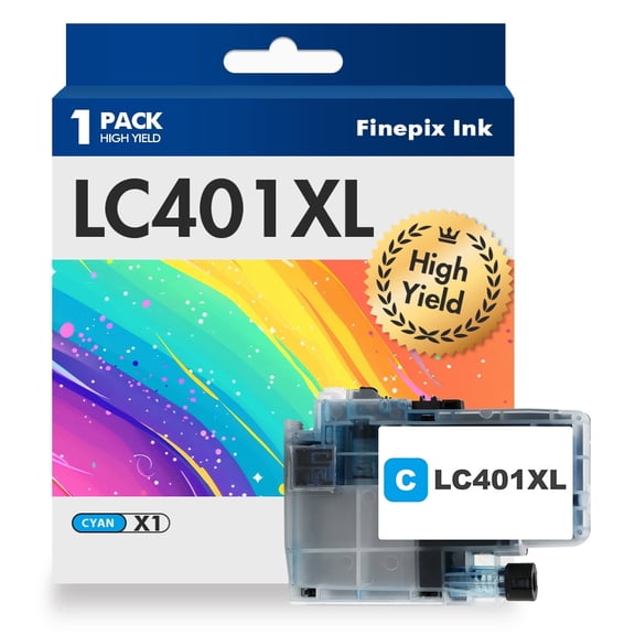 LC401 LC401XL MFC-J1010DW Ink Cartridges for Brother LC 401 LC 401XL Printer Ink High Yields MFC-J1010DW MFC-J1170DW MFC-J1012DW MFC-J1800DW MFC J1010DW (1 Pack Cyan)