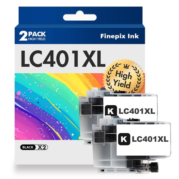 LC401 LC401XL MFC-J1010DW Ink Cartridges for Brother LC 401 LC 401XL Printer Ink High Yields MFC-J1010DW MFC-J1170DW MFC-J1012DW MFC-J1800DW MFC J1010DW (2 Pack Black)