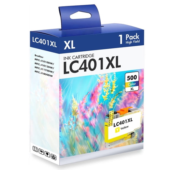 LC401 LC401XL MFC-J1010DW Ink Cartridges for Brother Printer LC 401 LC 401XL High Yields MFC-J1010DW MFC-J1170DW MFC-J1012DW MFC-J1800DW MFC J1010DW (1 Pack Yellow)