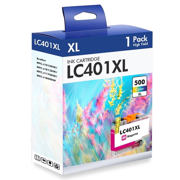 LC401 LC401XL MFC-J1010DW Ink Cartridges for Brother Printer LC 401 LC 401XL High Yields MFC-J1010DW MFC-J1170DW MFC-J1012DW MFC-J1800DW MFC J1010DW (1 Pack Magenta)