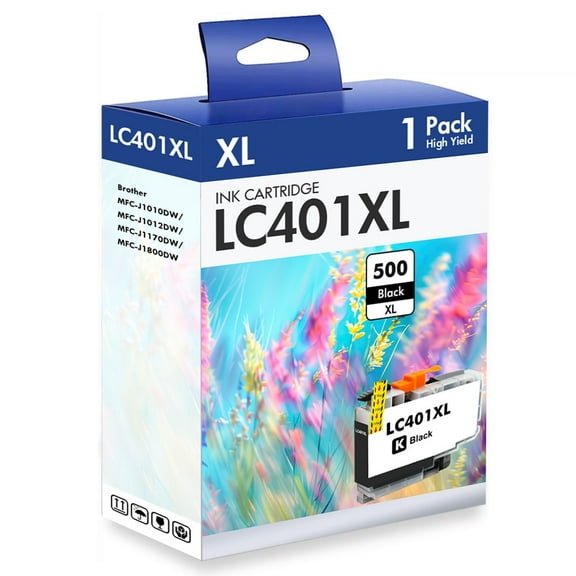 LC401 LC401XL MFC-J1010DW Ink Cartridges for Brother Printer LC 401 LC 401XL High Yields MFC-J1010DW MFC-J1170DW MFC-J1012DW MFC-J1800DW MFC J1010DW (1 Pack Black)