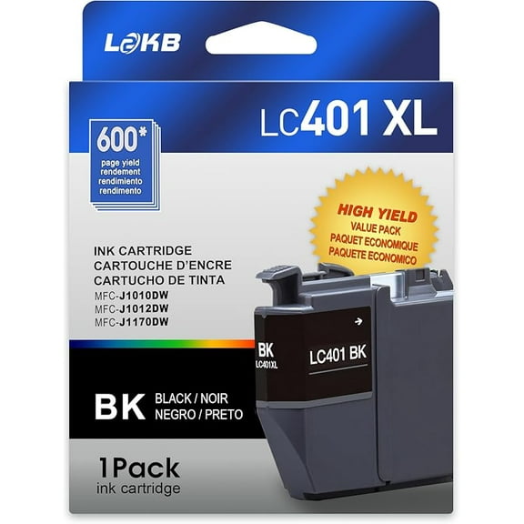 LC401XL Compatible Ink Cartridges Replacement for Brother Ink Cartridges LC401 Black to Use with Brother MFC-J1010DW MFC-J1012DW MFC-J1170DW Printer (1Black)