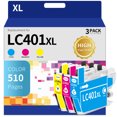 thumbnail image 1 of LC401XL Ink Cartridge for Brother LC401 LC-401 LC401XL for MFC-J1010DW MFC-J1012DW MFC-J1170DW Printer(Cyan, Magenta, yellow) 3PACK, 1 of 4