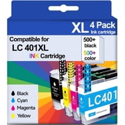 LC401XL Ink Cartridge for Brother LC401 LC401XL Ink Cartridge for Brother Printer for MFC-J1010DW MFC-J1012DW MFC-J1170DW Printer(4-Pack)
