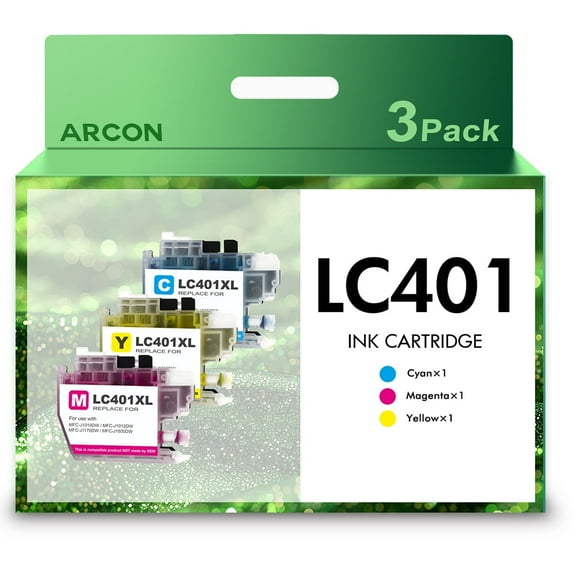 LC401XL Ink Cartridge for Brother LC401 LC401XL for Brother MFC-J1010DW MFC-J1012DW MFC-J1170DW Printer (Cyan Magenta Yellow, 3 Pack)