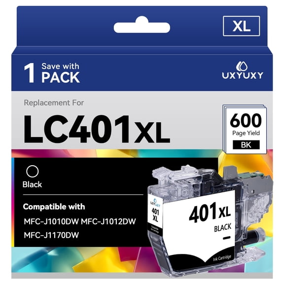 LC401XL Ink Cartridge for Brother LC401XL LC-401XL for MFC-J1010DW MFC-J1012DW MFC-J1170DW Printer(Black, 1Pack)