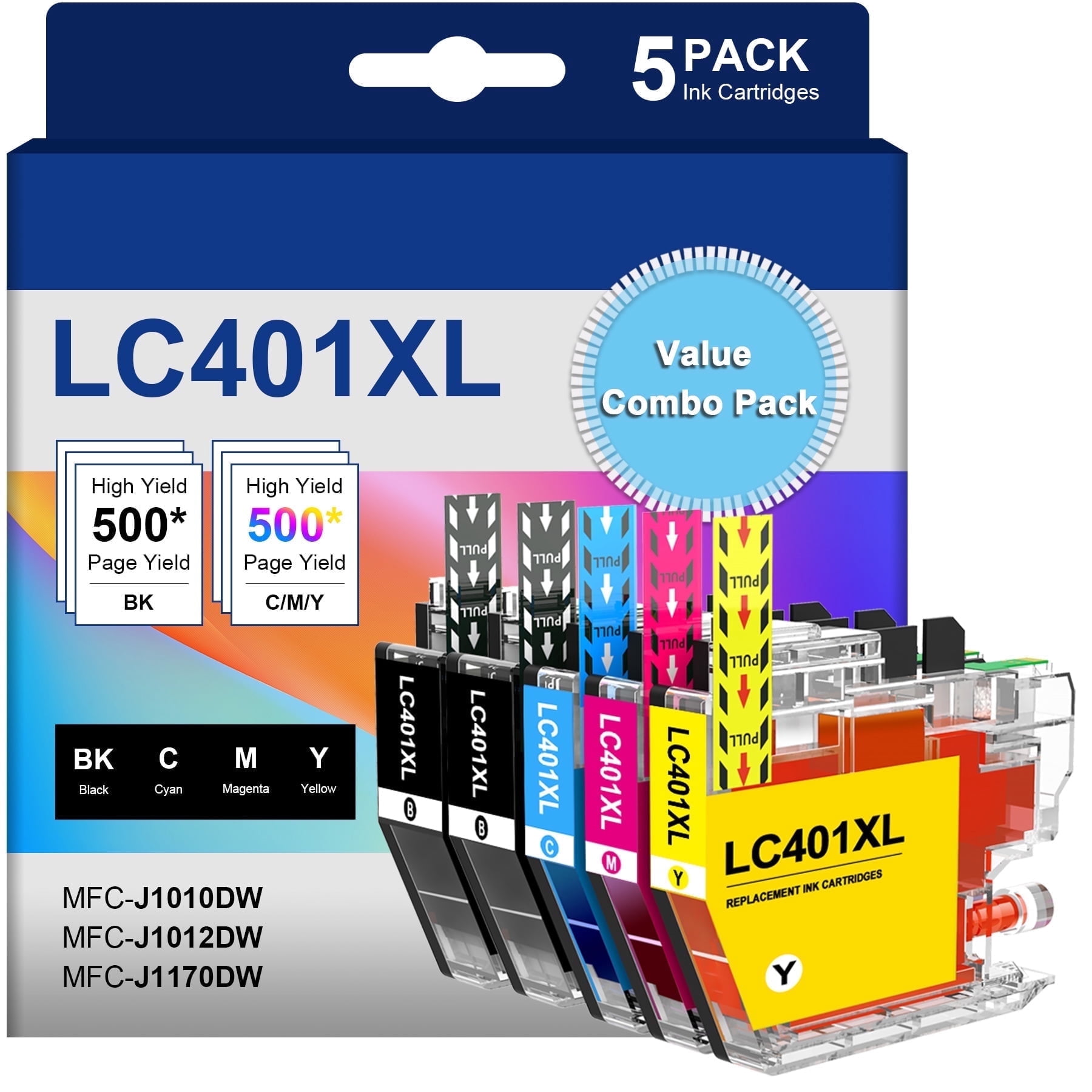 LC401XL Compatible for LC401 Brother Ink for Brother Ink Cartridge LC401 Brother LC401 Ink Cartridge LC401 Ink, 5PK