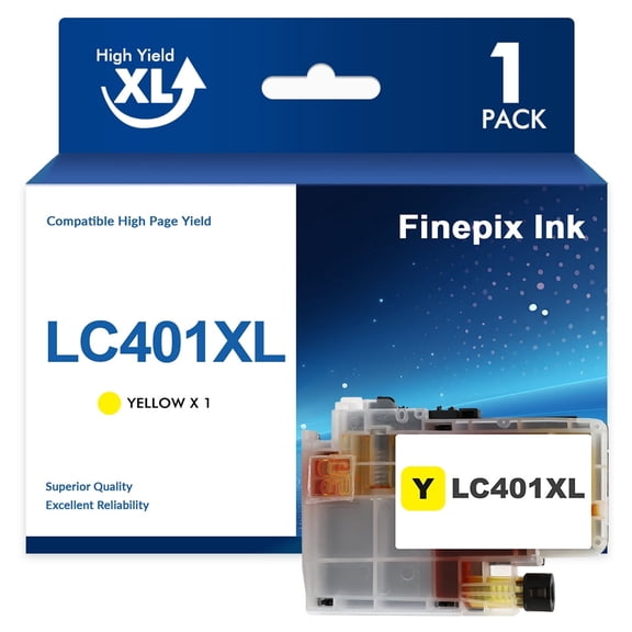 LC401XL LC401 Ink Cartridges Compatible for Brother MFC-J1010DW LC 401XL LC 401 MFC-J1010DW MFC-J1170DW MFC-J1012DW MFC-J1800DW MFC J1010DW Printer - 1 Pack High Yields Yellow