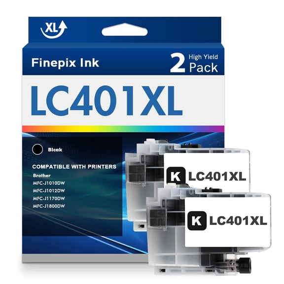 LC401XL LC401 Ink Cartridges Compatible for Brother MFC-J1010DW LC 401XL LC 401 Printer Ink MFC-J1010DW MFC-J1170DW MFC-J1012DW MFC-J1800DW MFC J1010DW - 2 Pack High Yields Black