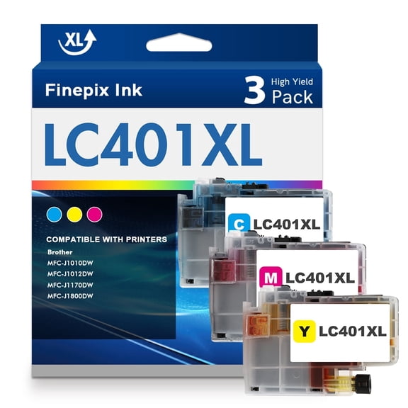LC401XL LC401 Ink Cartridges Compatible for Brother MFC-J1010DW LC 401XL LC 401 Printer Ink MFC-J1010DW MFC-J1170DW MFC-J1012DW MFC-J1800DW MFC J1010DW - 3 Pack High Yields Cyan Magenta Yellow