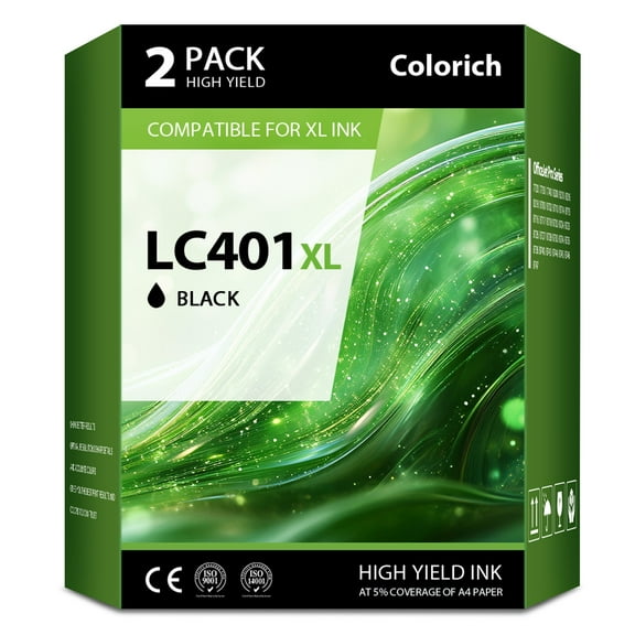 LC401XL LC401 Ink Cartridges Compatible for Brother MFC-J1010DW Printer 401XL LC 401 for MFC-J1010DW MFC-J1170DW MFC-J1012DW MFC-J1800DW MFC J1010DW - 2 Pack High Yields Black