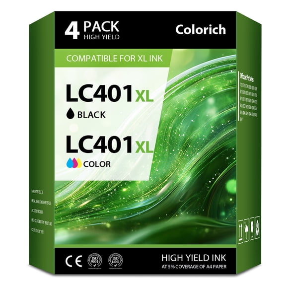 LC401XL LC401 Ink Cartridges Compatible for Brother MFC-J1010DW Printer 401XL LC 401 for MFC-J1010DW MFC-J1170DW MFC-J1012DW MFC-J1800DW MFC J1010DW - 4 Pack High Yields Black Cyan Magenta Yellow