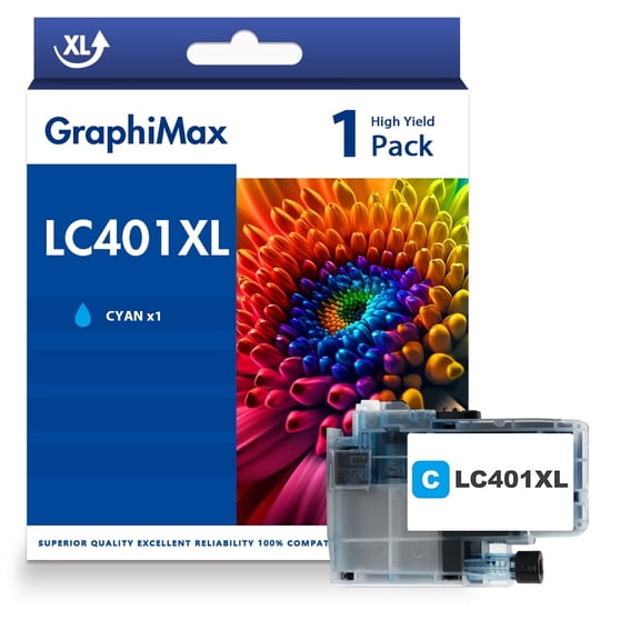 LC401XL LC401 Ink Cartridges Compatible for Brother MFC-J1010DW Printer LC 401XL LC 401 MFC-J1010DW MFC-J1170DW MFC-J1012DW MFC-J1800DW MFC J1010DW - 1 Pack High Yields Cyan