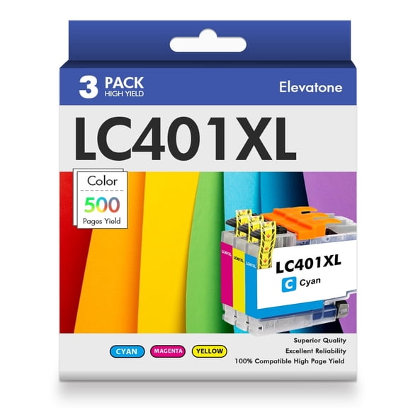 LC401XL LC401 Ink Cartridges Compatible for Brother MFC-J1010DW Printer LC 401XL LC 401 MFC-J1010DW MFC-J1170DW MFC-J1012DW MFC-J1800DW MFC J1010DW - 3 Pack High Yields Cyan Magenta Yellow