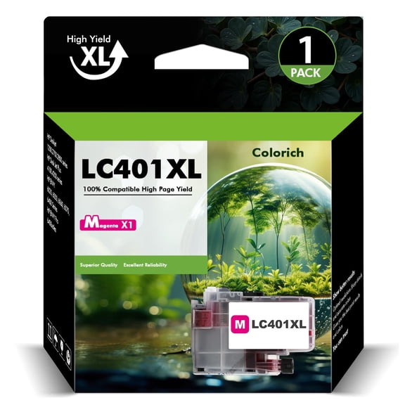 LC401XL LC401 MFC-J1010DW Ink Cartridges for Brother Printer 401XL LC 401 1-Pack High Yields for MFC-J1010DW MFC-J1170DW MFC-J1012DW MFC-J1800DW MFC J1010DW (1 Magenta)