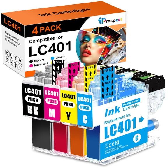 LC401XL LC401 MFC-J1010DW Ink Cartridges for Brother Printer LC 401 401XL for MFC-J1010DW MFC-J1170DW MFC-J1012DW MFC-J1800DW MFC J1010DW - 4 Pack High Yields Black Cyan Magenta Yellow