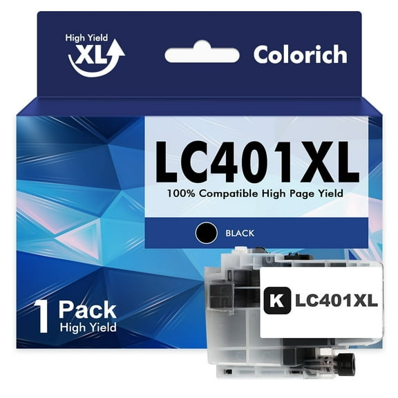 LC401XL LC401 MFC-J1010DW Ink Cartridges High Yields for Brother Printer 401XL LC 401 1-Pack for MFC-J1010DW MFC-J1170DW MFC-J1012DW MFC-J1800DW MFC J1010DW (1 Black)