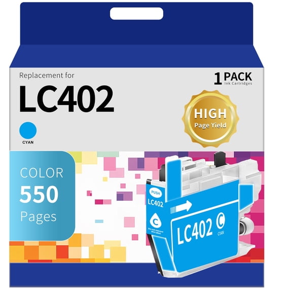 LC402 Ink Cartridge for Brother LC402 LC-402 LC402XL LC-402XL for MFC- J6540DW MFC- J6740DW MFC- J6940DW MFC- J5340DW Printer (Cyan，1-PACK)550pages
