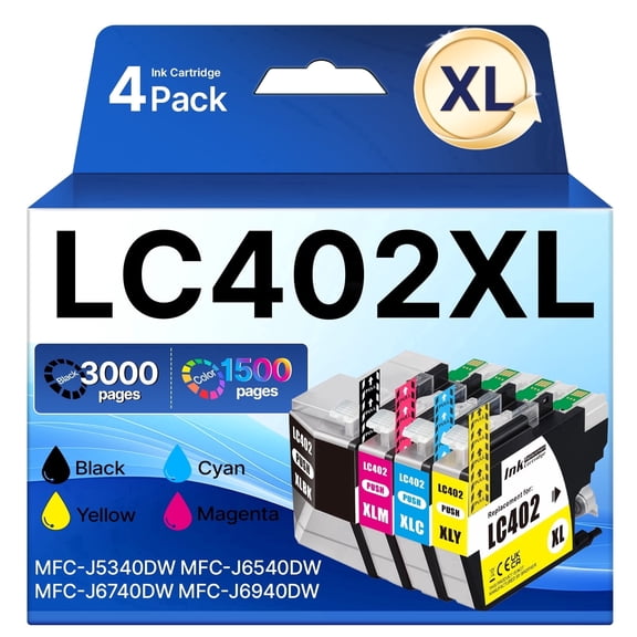 MISTYPAEKS LC402XL High Yield Ink Cartridges for Brother MFC-J5340DW J6540DW, 4-Pack (Black, Cyan, Magenta, Yellow)