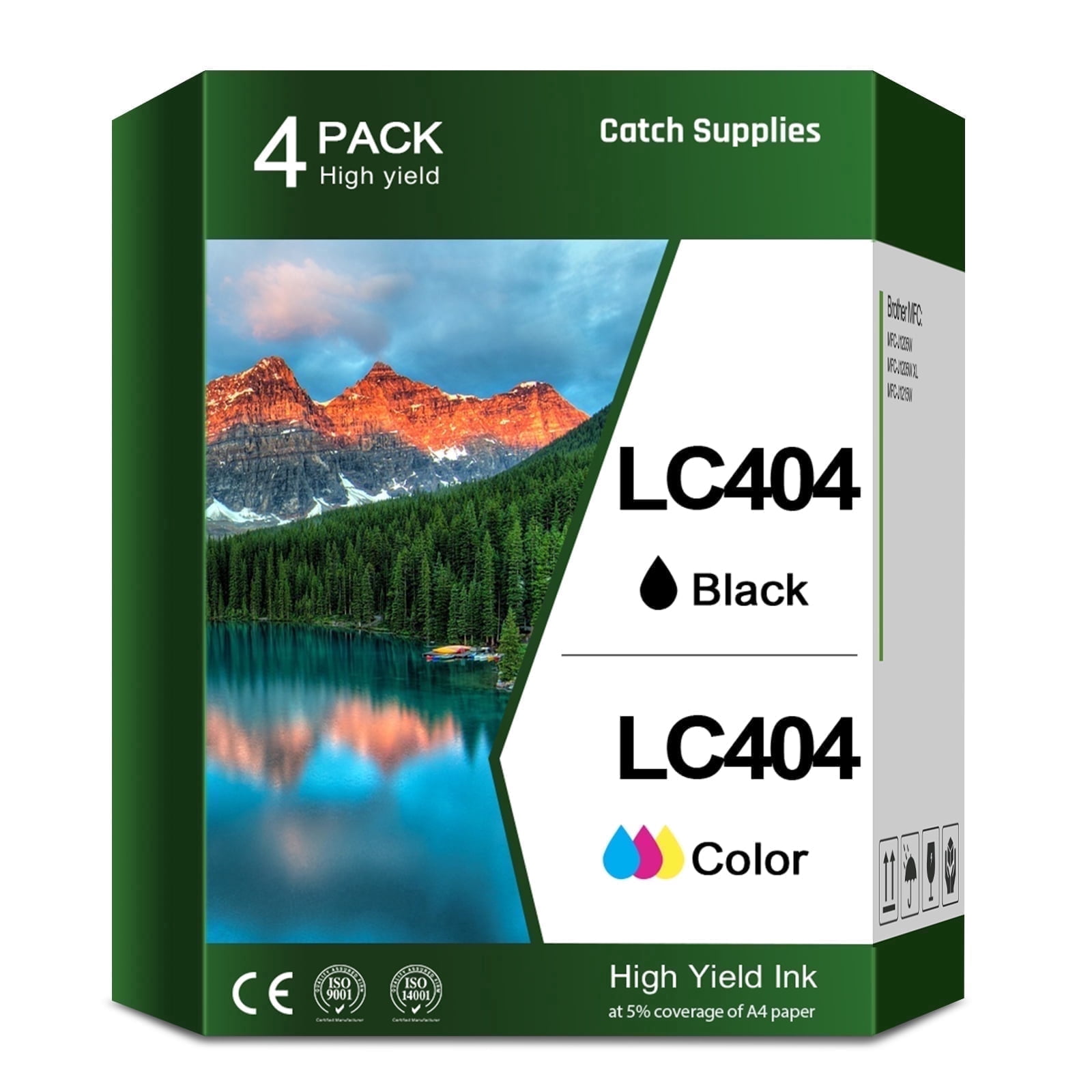 LC404 Ink Cartridge Compatible for Brother LC404 ink for Brother MFC-J1205W MFC-J1215W MFC-J1205W XL Printer (Black Cyan Magenta Yellow, 4 Pack)