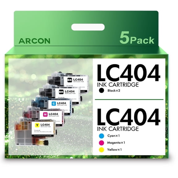 LC404 Ink Cartridges Compatible for Brother LC404 LC-404 Combo High Yield Work for Brother MFC-J1205W MFC-J1215W MFC-J1205W XL Printer Ink (Black Cyan Magenta Yellow, 5 Pack)