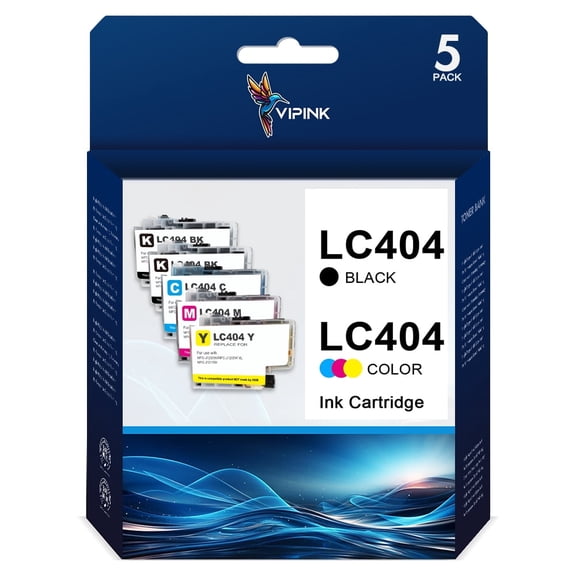 LC404 Ink Cartridges Compatible for Brother LC404 LC-404 Combo High Yield Work for Brother MFC-J1205W MFC-J1215W MFC-J1205W XL Printer Ink (Black Cyan Magenta Yellow, 5 Pack)
