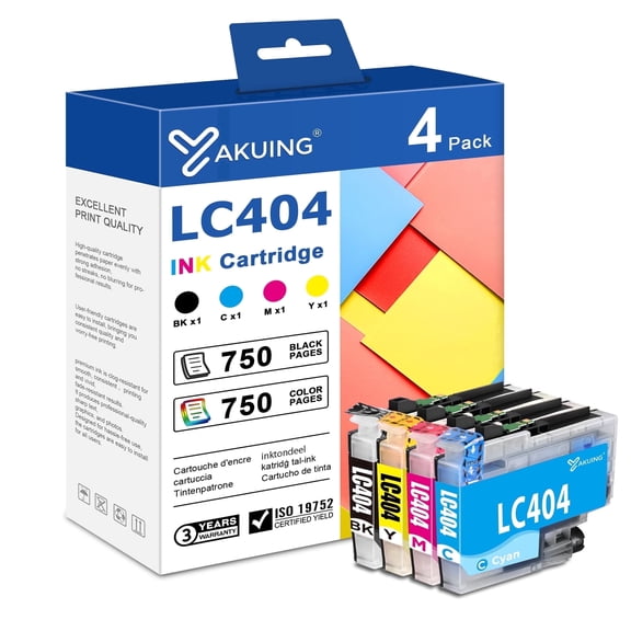 LC404 Ink Cartridges Compatible for Brother LC404 Ink Cartridge for MFC-J1205W MFC-J1215W Printer ( Black Cyan Magenta Yellow, 4 Pack )