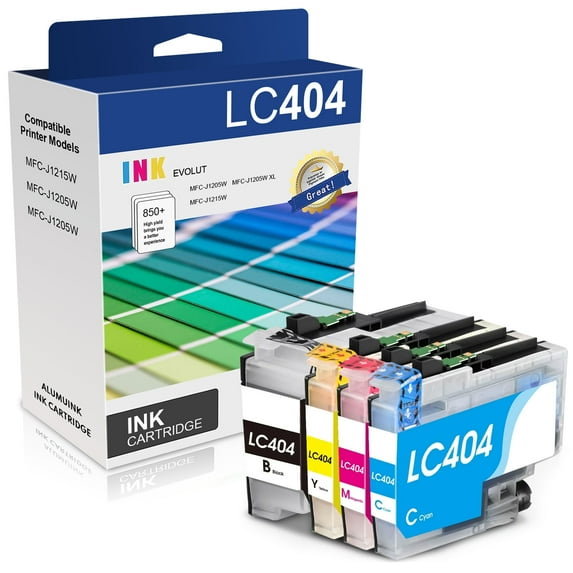 LC404 Ink Cartridges (High Yield,4 Pack) Replacement for Brother LC404 Ink MFC-J1205W J1215W Printer