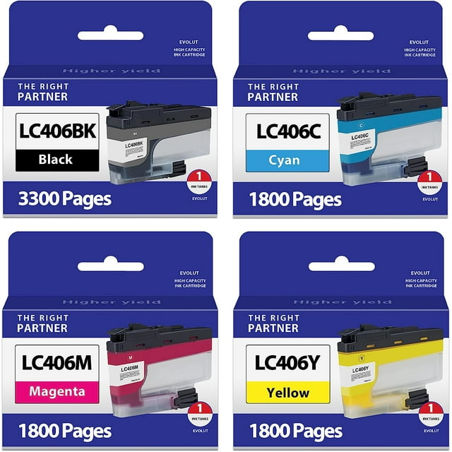 LC406 Ink Cartridge BK/C/M/Y (4Pack) Eout LC406BK LC406C LC406M