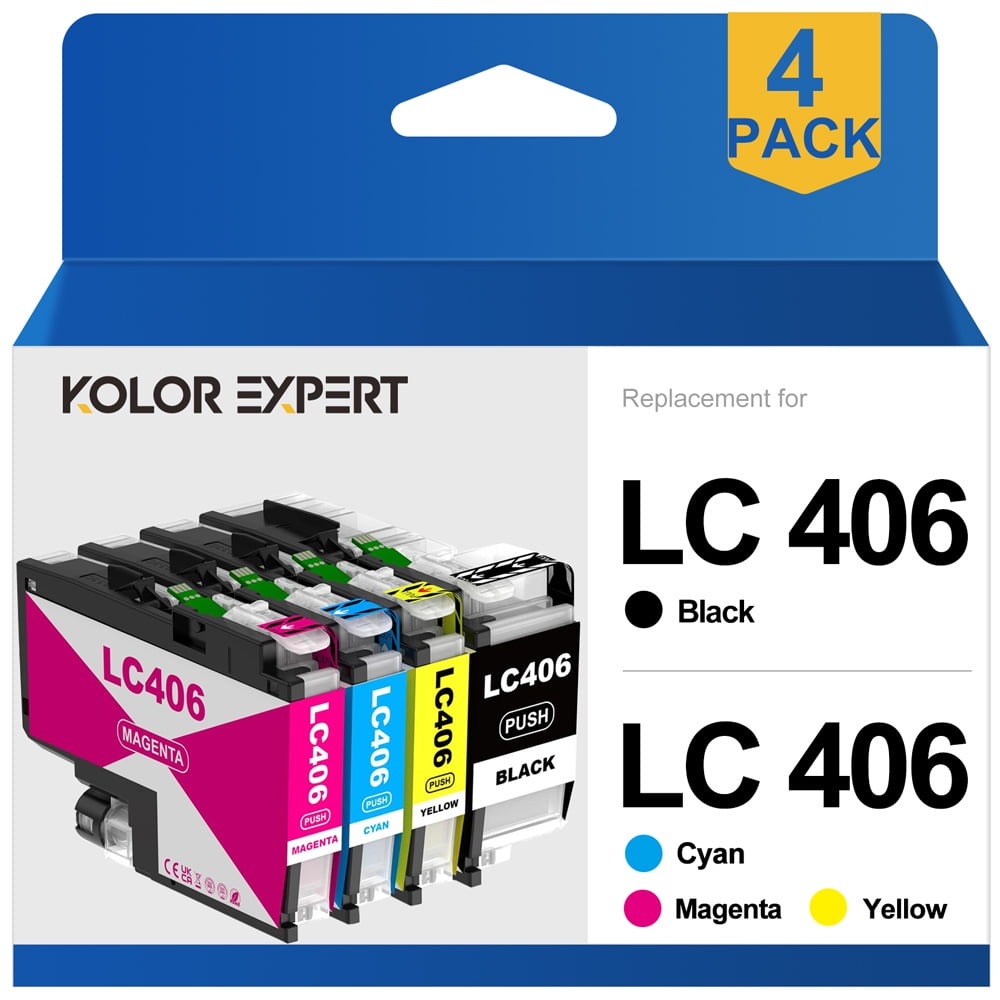 LC406 Ink Cartridge for Brother LC406 Ink for MFC-J4335DW MFC-J4345DW MFC-J6955DW MFC-J5855DW Printer (1 Black, 1 Cyan, 1 Magenta, 1 Yellow)