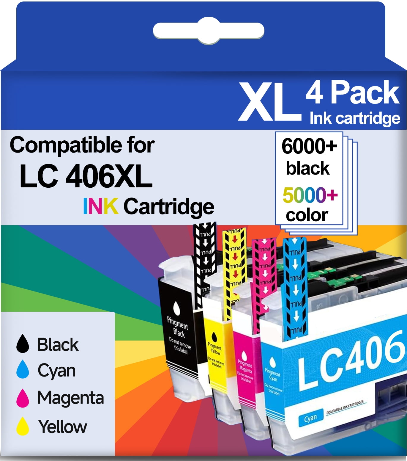 LC406 Ink Cartridge Compatible for Brother LC406 LC406XL Ink Cartridge for Brother Printer for MFC-J4335DW MFC-J6955DW MFC-J5855DW Printer(4-Pack)