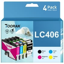 LC406 Ink Cartridges for Brother LC406 Ink Cartridges for Brother Printer MFCJ-J4335DW MFC-J4345DW MFC-J4535DW(4-Pack, Black Cyan Magenta Yellow)