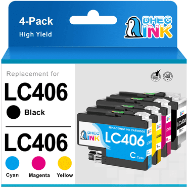 LC406 Ink for Brother LC406 Ink Cartridge for MFC-J4335DW Printer (Black Cyan Magenta Yellow, 4 Pack)