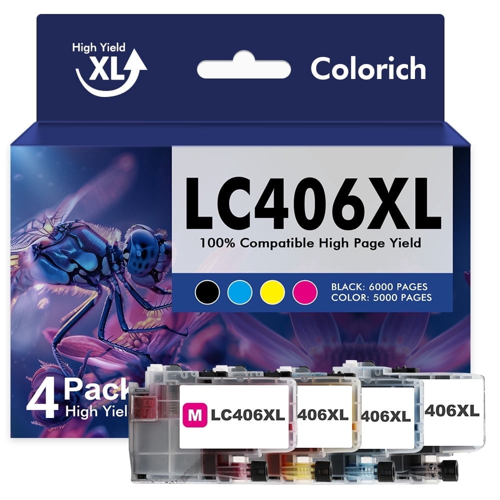 LC406 LC406XL Ink Cartridge for Brother Printer 406XL High Yield for ...