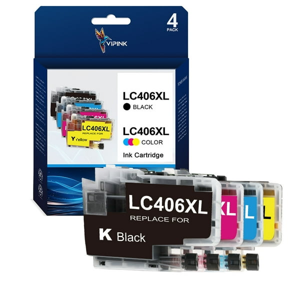 LC406 LC406XL Ink Cartridge Compatible for Brother LC406 LC-406 LC406XL Brother MFC-J4535DW MFC-J4335DW MFC-J5855DW、MFC-J6555DW、MFC-6955DW Printer Black/Cyan/Magenta/Yellow 4PACK