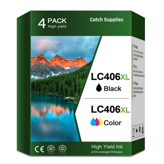 LC406 XL Ink Cartridges Compatible for Brother LC 406 XL Ink Cartridges LC406XL for Brother MFC-J4335DW MFC-J4535DW MFC-J4335DW XL MFC-J4345DW XL MFC-J4535DW XL Printer Combo Pack, 4 Pcs
