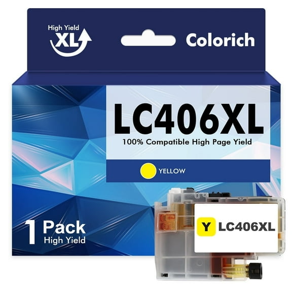 LC406 XL LC406 Ink Cartridge for Brother Printer 406XL 1-Pack High Yield for MFC-J4335DW MFC-J5855DW MFC-J6555DW MFC-J4535DW MFC-J6955DW MFC-J4345DW MFC-J5955DW (1 Yellow)